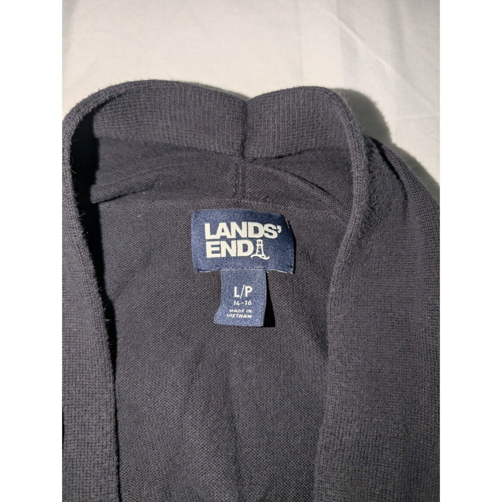 Lands End Women's‎ Large Black Long Sleeve Open Front Cardigan With Pockets - Picture 4 of 4